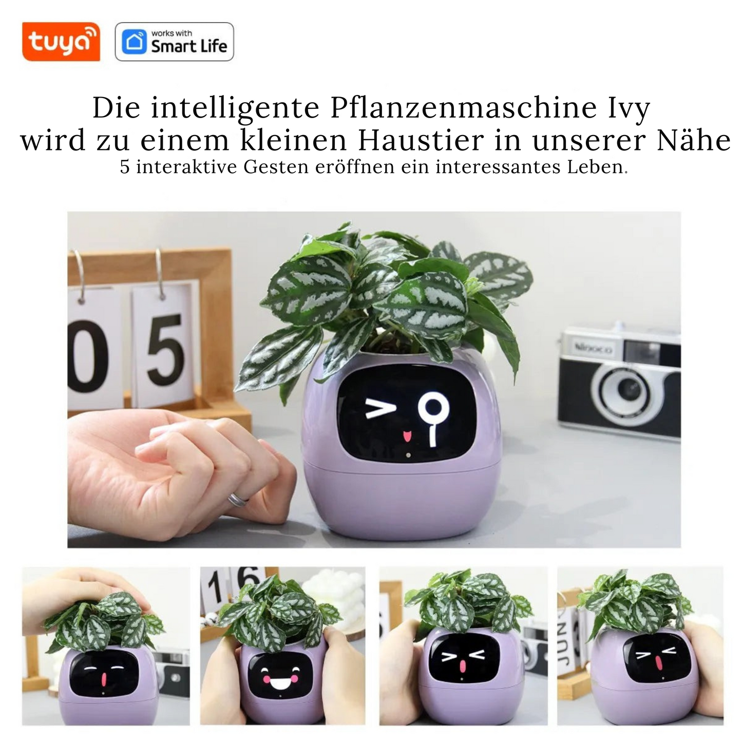 Smarter Blumentopf mit KI – 49+ Emotionen & 7 Sensoren