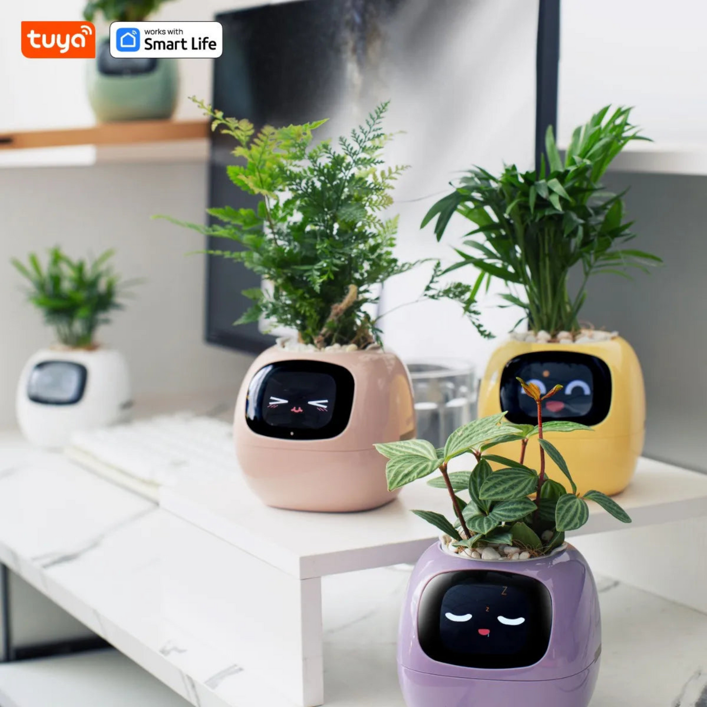 Smarter Blumentopf mit KI – 49+ Emotionen & 7 Sensoren