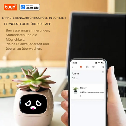 Smarter Blumentopf mit KI – 49+ Emotionen & 7 Sensoren
